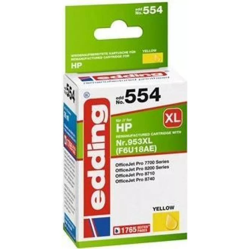 Edding EDD-554 suderinama rašalo kasetė, didelės talpos (XL), geltona (18-554)