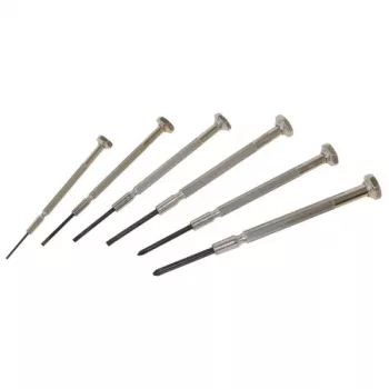 C.K Tools T4854P laikrodininko miniatiūrinių atsuktuvų rinkinys, 6 vienetai, plokštieji 1.0/1.6/2.0/2.4 mm ir Phillips