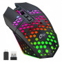GameBox Gaming pelė RGB belaidė pelė 2.4GHz tuščiaviduris korpusas + USB įkrovimas 1600 DPI juoda