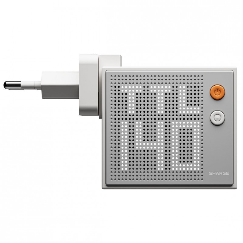 SHARGE Pixel 140 GaN įkroviklis, 140W, 3x USB-C, taškinės matricos ekranas - baltas