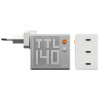 SHARGE Pixel 140 GaN įkroviklis, 140W, 3x USB-C, taškinės matricos ekranas - baltas