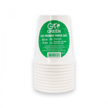 Gogreen Go Green kompostuojami puodeliai 250 ml, 10 vnt., balti