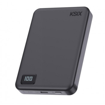 Ksix Powerbank Magslim 10000 mAh magnetinis 15W USB-C PD 20W skaitmeninis ekranas juodas