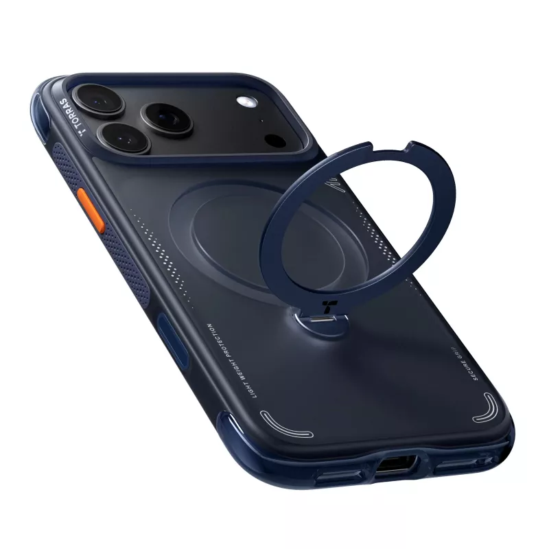 TORRAS Ostand Q3 Air – dėklas iPhone 18 Pro Max / 17 Pro Max su MagSafe (tamsiai mėlynas)