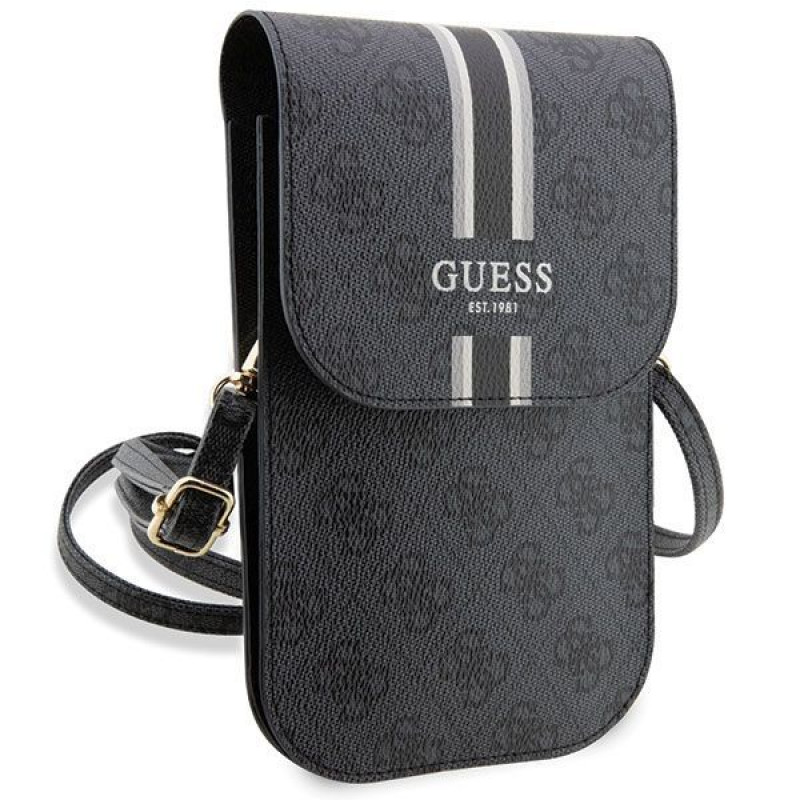 Guess 4G Stripe telefono rankinė, juoda