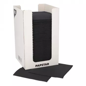 PAPSTAR kokteilių servetėlės PUNTO, 200 x 200 mm, juodos popierinės, 2 sluoksnių, 1/4 lankstymo, su dot on dot mikro raštu