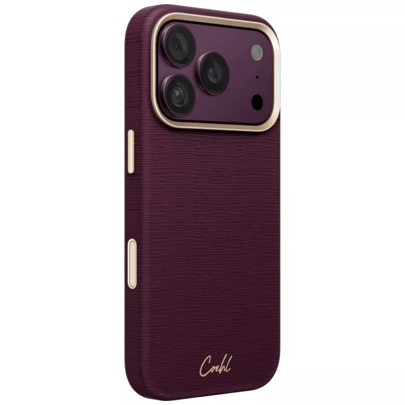 UNIQ Coehl Mirelle dėklas, skirtas iPhone 18 Pro / 17 Pro, palaikantis magnetinį įkrovimą, bordinės spalvos