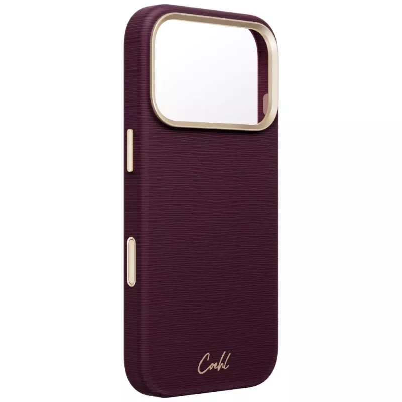 UNIQ Coehl Mirelle dėklas, skirtas iPhone 18 Pro / 17 Pro, palaikantis magnetinį įkrovimą, bordinės spalvos