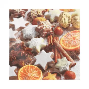 PAPSTAR “Cinnamon Stars” kalėdinės servetėlės 330 x 330 mm, spausdintos, 1/4 lankstymo, 3 sluoksnių
