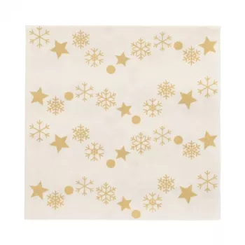 PAPSTAR “Golden Snowflakes” kalėdinės servetėlės 330 x 330 mm, spausdintos, 1/4 lankstymo, 3 sluoksnių