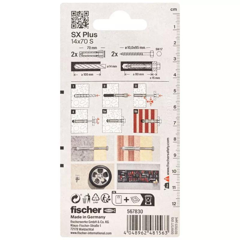 Fischer SX Plus tvirtinimo inkaras 70 mm 14 mm 567830, 2 vnt.