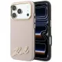 Karl Lagerfeld grūdėtos tekstūros dėklas su dervos logotipu, MagSafe, skirtas iPhone 18 Pro / 17 Pro, rožinis