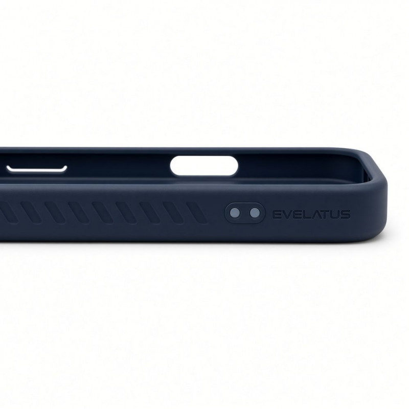 Evelatus gumuotas „MagSafe“ dėklas su stovu, skirtas „Apple iPhone 18 Pro Max“, tamsiai mėlynas