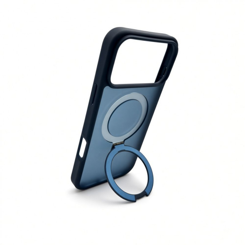 Evelatus Shield dėklas su MagSafe ir stovu, skirtas Apple iPhone 18 Pro Max, matinis žiedas, tamsiai mėlyna