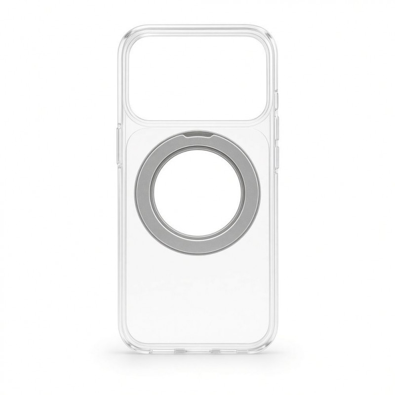 Evelatus Hybrid MagSafe dėklas su 360 metaliniu stovu, skirtas Apple iPhone 18 Pro Max, PC+TPU, permatomas