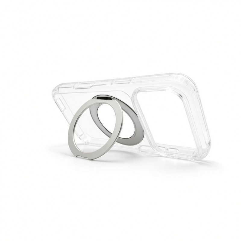 Evelatus Hybrid MagSafe dėklas su 360 metaliniu stovu, skirtas Apple iPhone 18 Pro Max, PC+TPU, permatomas