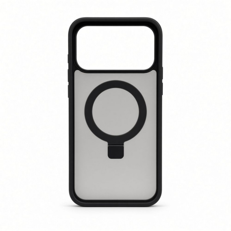 Evelatus Shield dėklas su MagSafe ir stovu, skirtas Apple iPhone 18 Pro, matinis žiedas, juodas