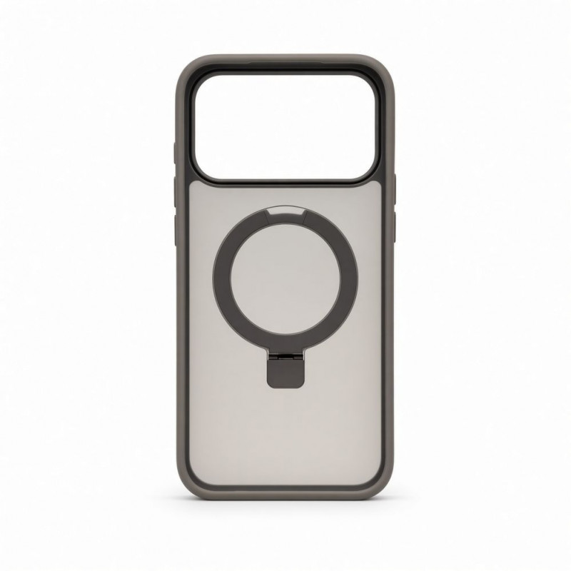 Evelatus Shield dėklas su MagSafe ir stovu, skirtas Apple iPhone 18 Pro, matiniu žiedu, dūminės pilkos spalvos