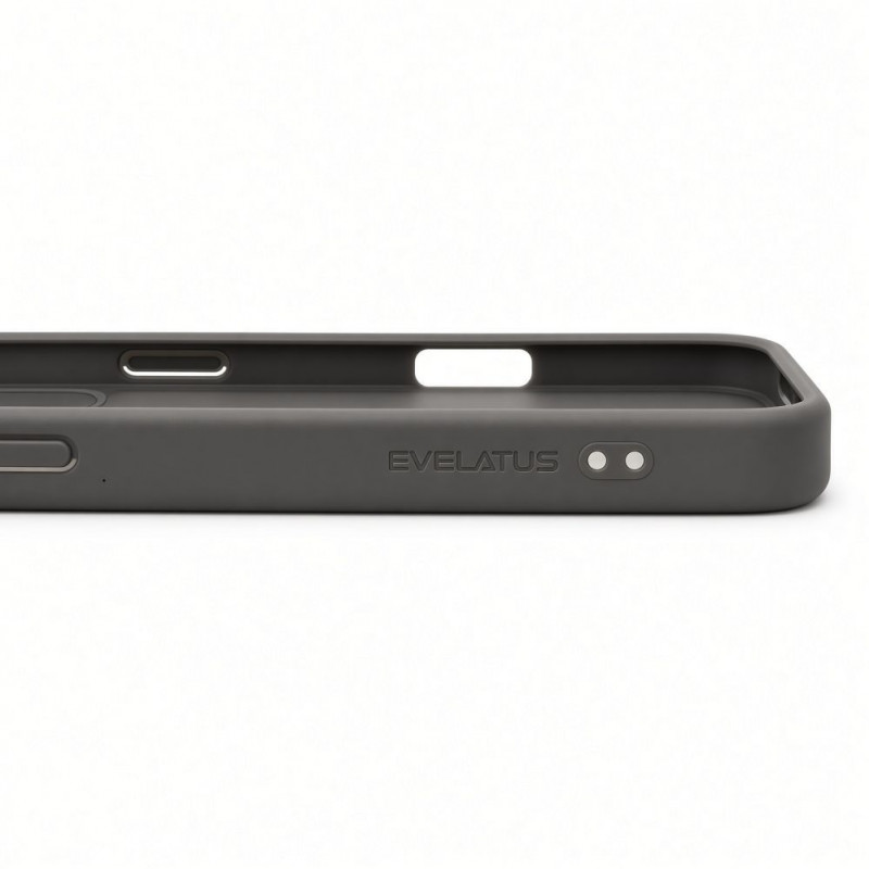 Evelatus Shield dėklas su MagSafe ir stovu, skirtas Apple iPhone 18 Pro, matiniu žiedu, dūminės pilkos spalvos