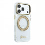 Guess HC MagSafe IML Ring Stand 360 Script Metal Logo dėklas Apple iPhone 18 Pro, permatomas