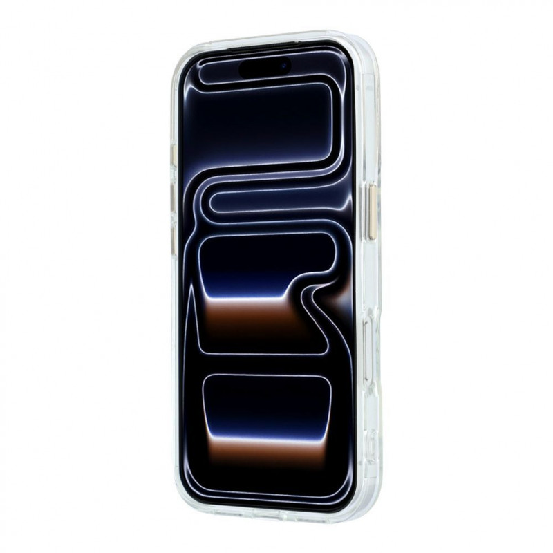 Guess HC MagSafe IML Ring Stand 360 Script Metal Logo dėklas Apple iPhone 18 Pro, permatomas