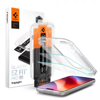 Spigen Glas.TR EZ Fit Pro HD AC 2 vnt. rinkinys grūdintas stiklas iPhone 16 Pro / 17 / 17 Pro / 18 Pro, permatomas