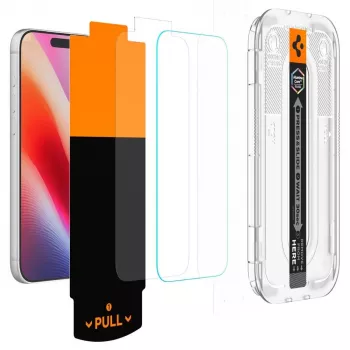 Spigen Glas.TR EZ Fit Pro HD AC 2 vnt. rinkinys grūdintas stiklas iPhone 16 Pro / 17 / 17 Pro / 18 Pro, permatomas