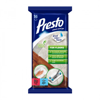 Presto šlapios servetėlės grindims, 16 vnt.
