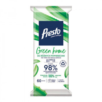 Presto šlapios servetėlės įvairiems paviršiams Green Home 60 vnt.