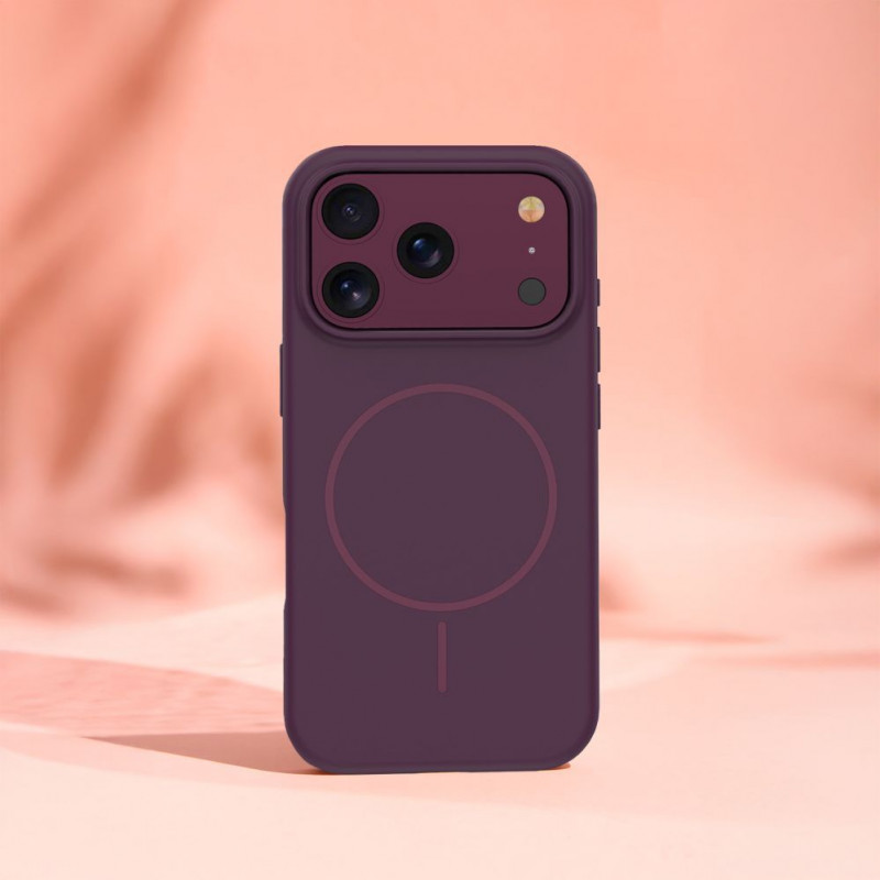 TFO Silicone Thin Mag dėklas, skirtas iPhone 17 Pro Max / iPhone 18 Pro Max 6.9 inch, tamsiai vyšninis