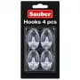 Sauber ovalūs kabliukai, 4 vnt., 2,3x4 cm, permatomi