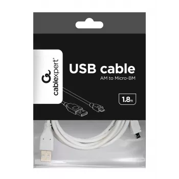 Gembird CCP-mUSB2-AMBM-6-W USB 2.0 A į Micro-USB B kabelis, 1,8 m, baltas