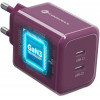 Forcell F-Energy GaN III VT-60 60 W PD QC 4.0+ sieninis įkroviklis su 2x USB-C, bordinės spalvos, + USB-C kabelis
