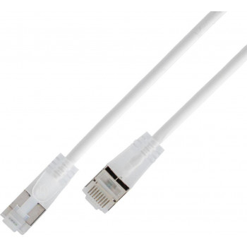 Wirewin SLIM Cat6a U/UTP lengvas komutacinis kabelis, 10 gigabitų, 7,5 m, permatomos jungtys (SLIM-L-UU-K6A-TL 7.5 WT)