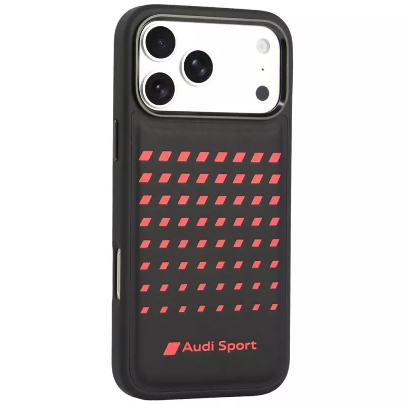 Audi Sport sintetinės odos MagSafe dėklas iPhone 18 Pro Max / 17 Pro Max, juodas
