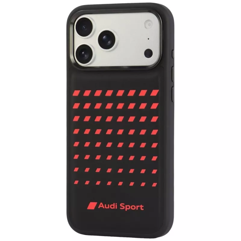Audi Sport sintetinės odos MagSafe dėklas iPhone 18 Pro Max / 17 Pro Max, juodas