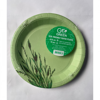 Gogreen Reed Go Green ekologiškos popierinės lėkštės Ø18cm, 10 vnt.