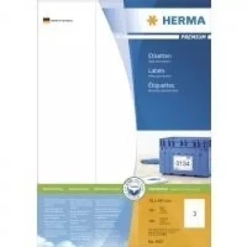 HERMA Premium nuolatinio klijavimo etiketės, baltos, 70 x 297 mm, 300 etikečių (100 lapų x 3) (4657)