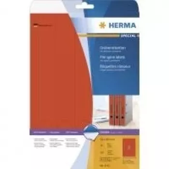 HERMA Special nuolatinio klijavimo bylų etiketės, matinis nepermatomas popierius, raudonos, 38 x 297 mm, 100 vnt. (20 lapų x 5)