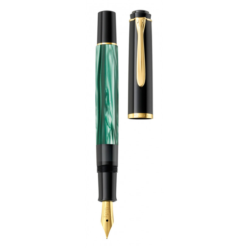 Pelikan Classic M200 stūmoklinis plunksnakotis, žalias marmurinis