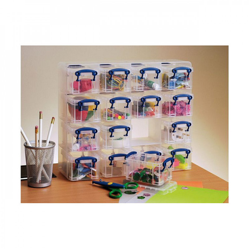 Really Useful Box laikymo dėžė su 16x 0,3 l dėžutėmis, 37,5 x 12,5 x 31,0 cm, permatoma