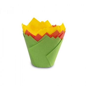 Guardini Tulip formos popierinės keksiukų formelės, 12 vnt., spalvotos Easy Bake, Ø 7,5 x 8 cm