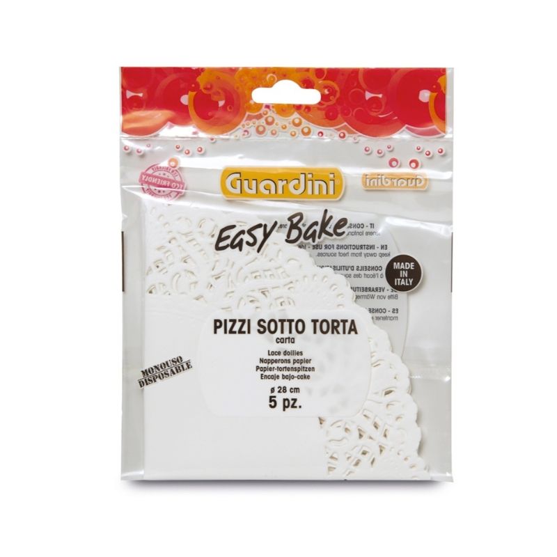 Guardini Easy Bake dekoratyvinės popierinės servetėlės tortams Ø 28 cm, 5 vnt.