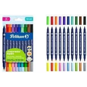 Pelikan Colorella Twin flomasteriai, rūšiuoti pagal spalvas, 10 vnt.