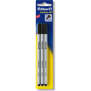 Pelikan Flomasteris 96, juodas, metaliniu apvalkalu antgalis, dokumentams atsparūs šviesai atsparūs rašalai
