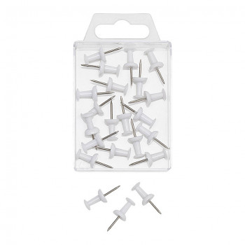 WEDO smeigtukai skelbimų lentai, balti, 20 vnt., smeigtuko ilgis 12 mm, galvutės skersmuo 10 mm, permatomoje dėžutėje (54 100)