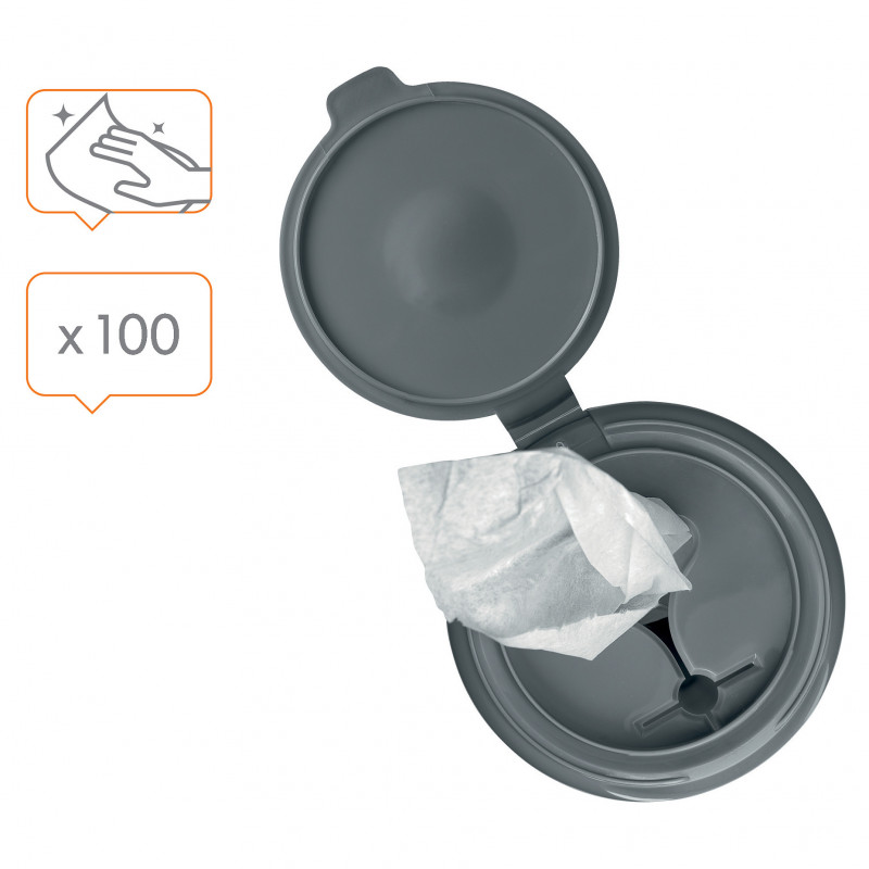 Nobo baltųjų lentų valymo servetėlės, perdirbto plastiko dozatorius, 100 vnt.