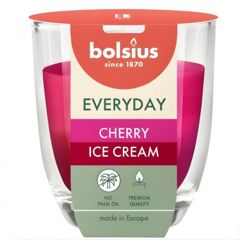 Bolsius Everyday kvapni žvakė stiklinėje Ø70 x 80 mm, Cherry Ice Cream