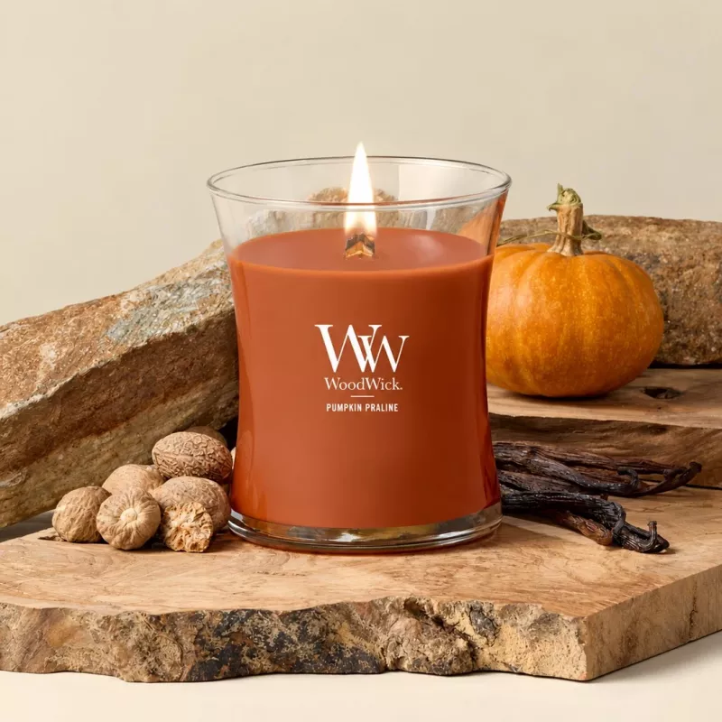 WoodWick Pumpkin Praline žvakė, vidutinė