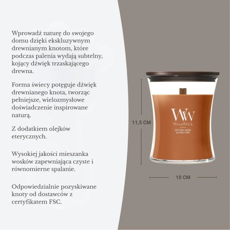 WoodWick Saffron Smoke žvakė, vidutinė